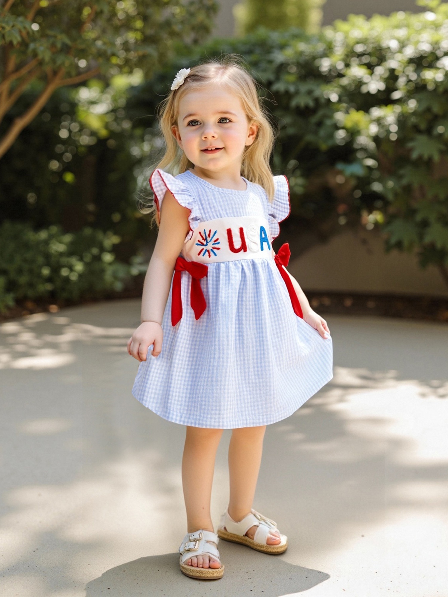 fitted lace wedding dress 4th of July Flip Flop Print Twirl Dress