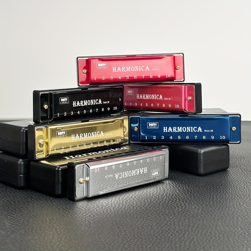 

Premium C-tone 10-hole Harmonica - Polished Finish & Hard Shell - Ideal For Beginners, Students & Pros - Great Gift Choice