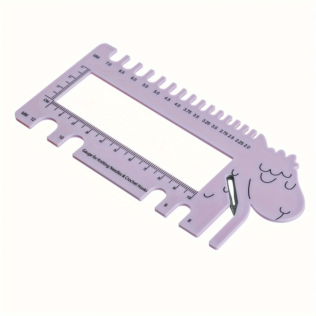 TEMU 1pc Multifunctional Plastic Knitting Needle Gauge & Crochet Hook Ruler - / Scales With Hook Size Chart, Needle Measurement Tool For Knitting,