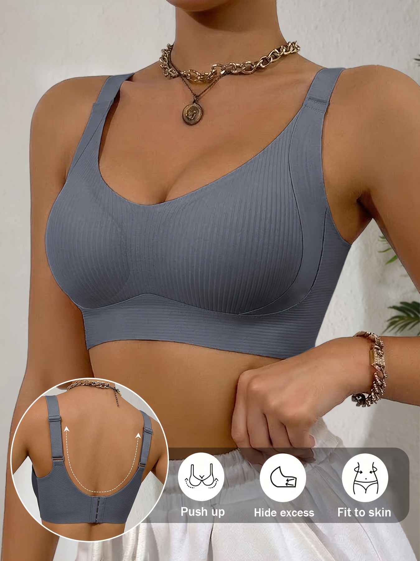 womens seamless wire free push up bra lifts and supports bra bulge wide adjustable straps removable pads comfortable and soft sports bra