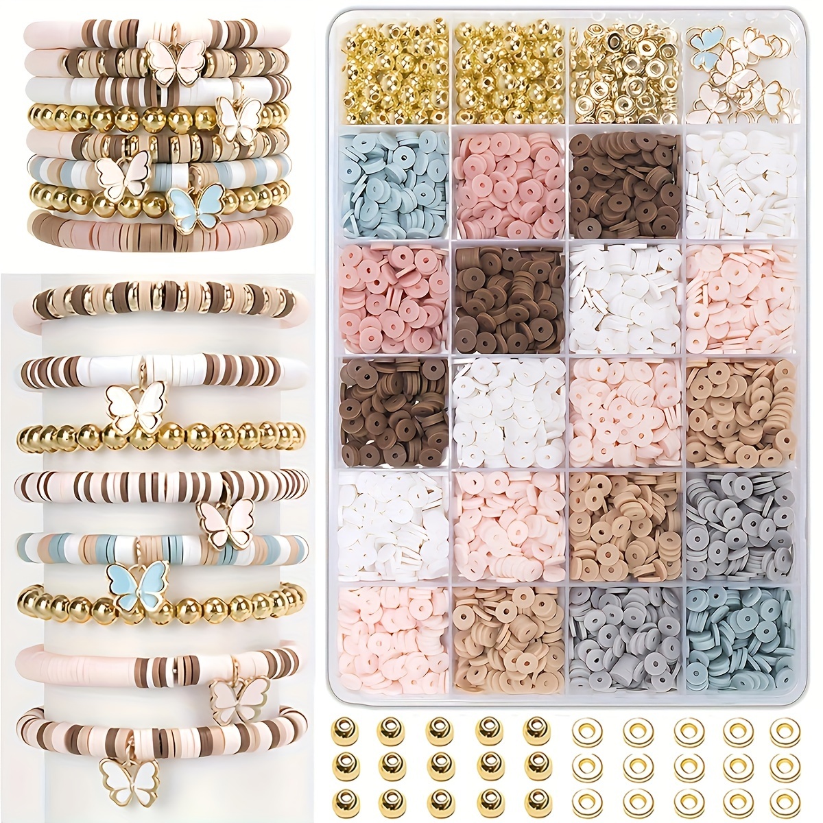 

2100+ pièces de perles en souple de et Kit de de DIY, de perles rondes des accents dorés bracelet et d'artisanat