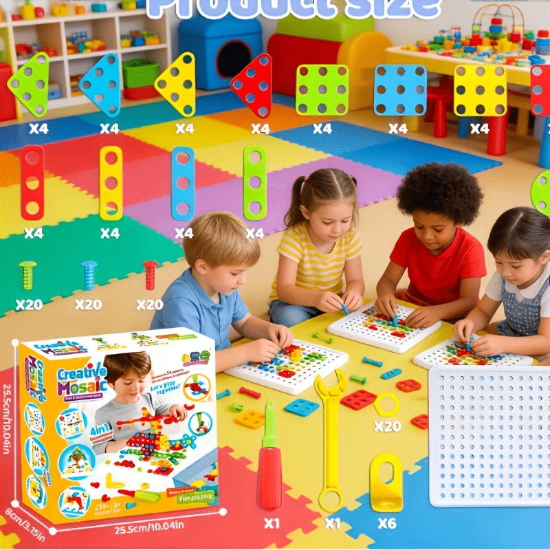 Image of 234pcs Assembled Toy Puzzle Puzzle Set With Drill Machine. Building Blocks Toy Tool, Suitable For Boys And Girls. Colors Are Random. A Holiday Gift Or Birthday Present For Children