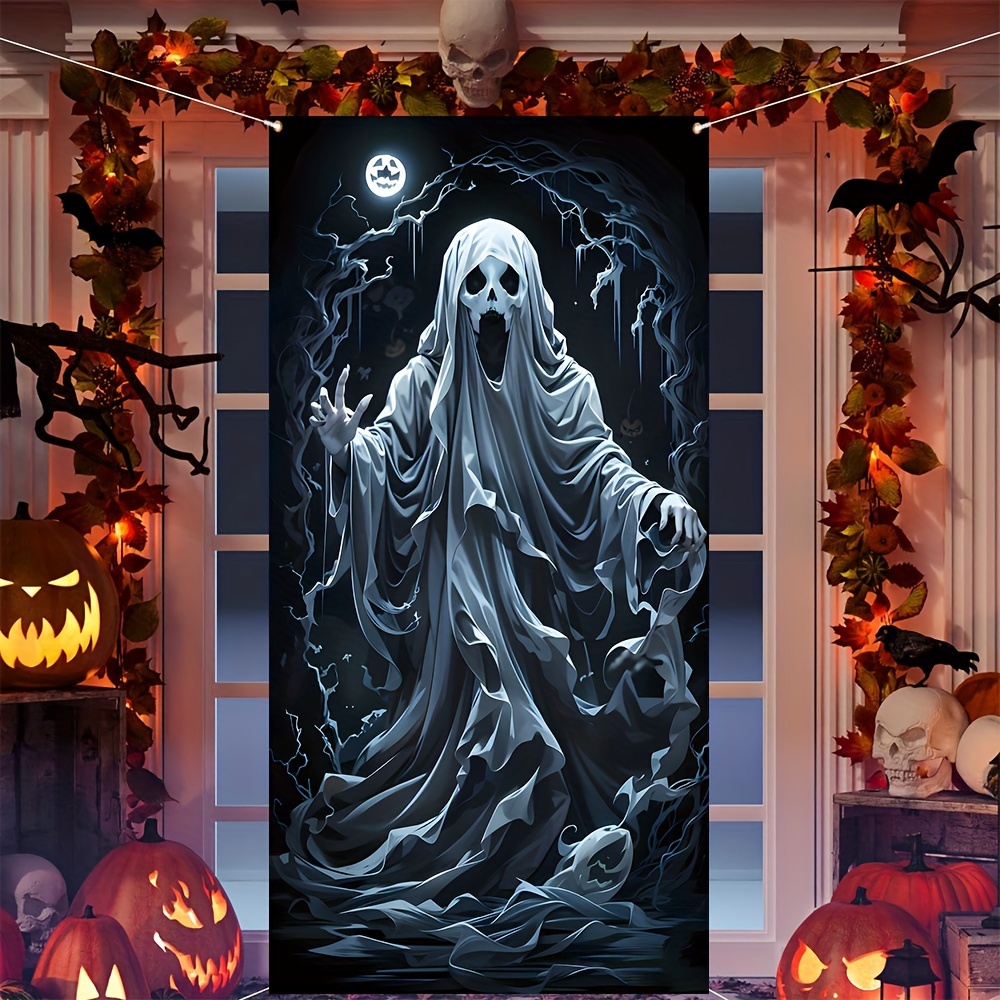 

Halloween Ghost Door Banner Decor | 1 Pack 35.4" X 70.8" | Versatile Polyester Wall Hanging For Entryway, Room | Spooky Party Supplies | Electricity-free Holiday Decoration For Indoor Use