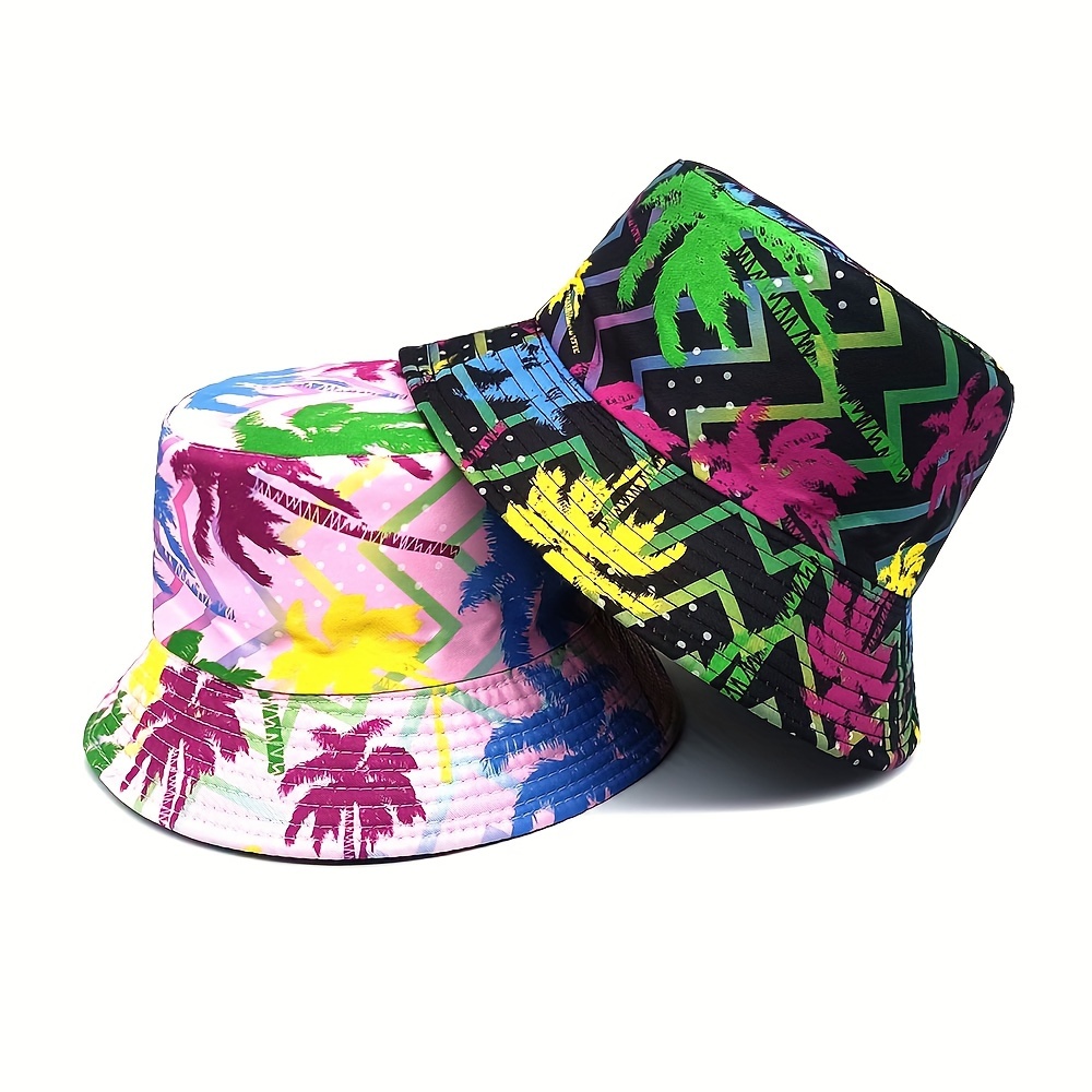 Vintage Rainbow Printed Fishing Hat Summer Fisherman Hat Reversible Bucket  Hats For Women Men Street Hip Hop Bucket Cap 2023