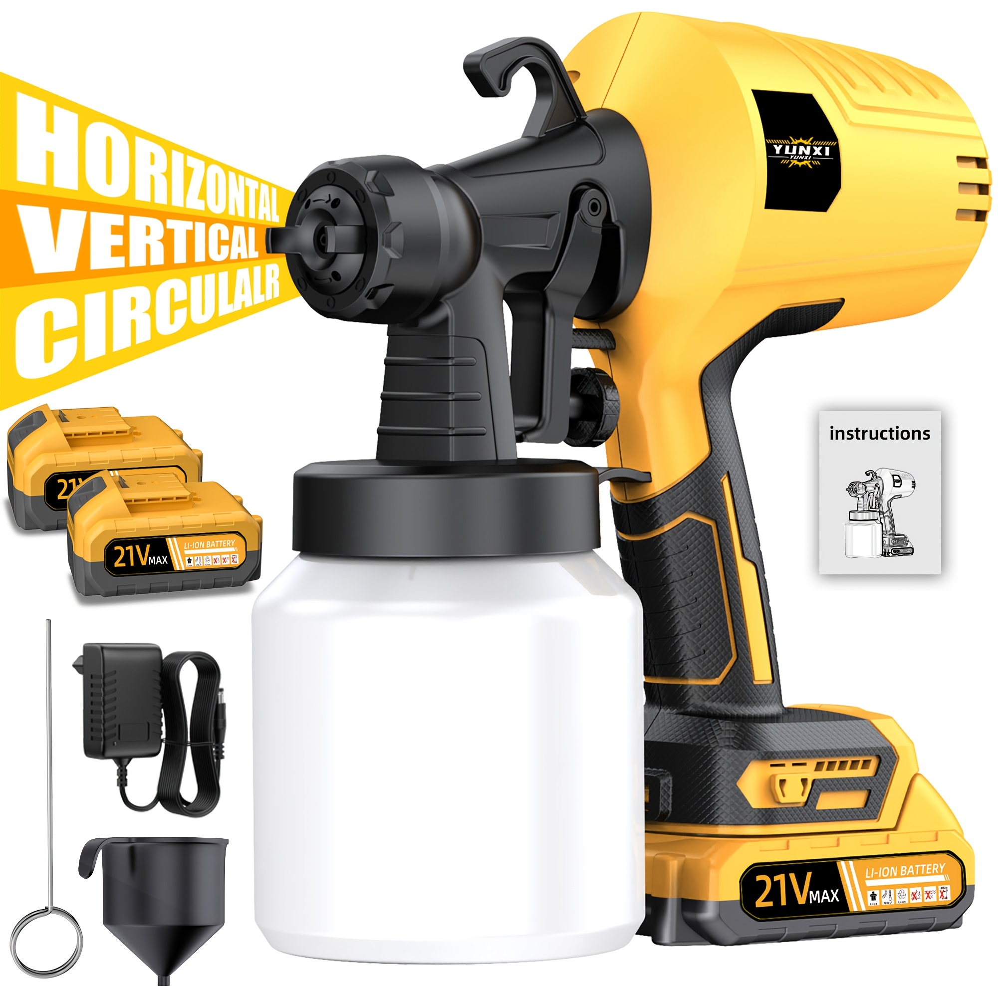 Image of New Upgraded Cordless Electric Spray Gun Suitable For House Painting, Furniture, Cabinets, Walls, Panels - Portable Varnish-compatible Gun With -type Plug, Compatible For, Multi- Application