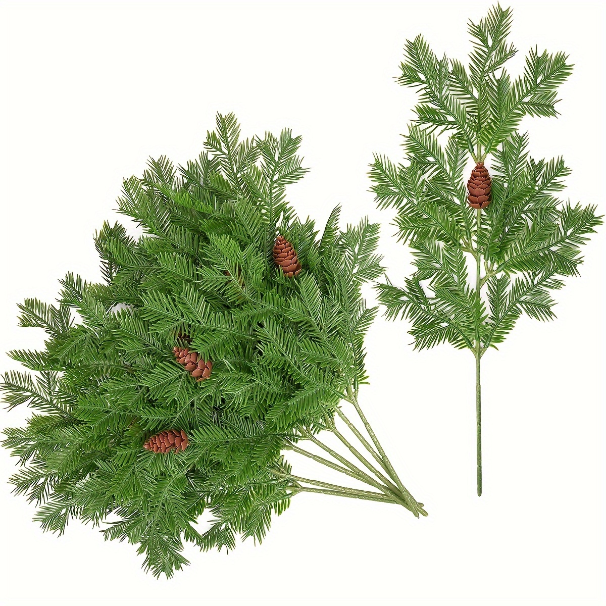 

6pcs Aitisor Large Artificial Pine Needle , 18" - Greenery With Pinecones For Christmas Wreaths & Garlands - Ideal For & Garden Decor, Freestanding, No Power Required, Tree Decorations Outdoor