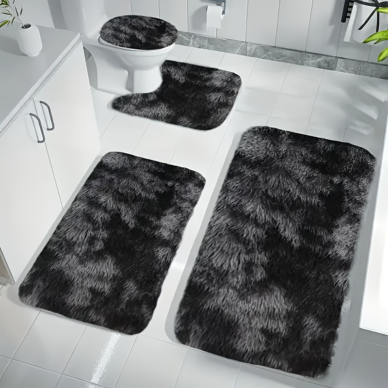 

4pcs Tie-dye Plush Soft Indoor Carpet Set, Non-slip Absorbent Bathroom Rugs, Knit Polyester , Geometric Pattern, Home Decor Area Mats, 450gsm, 4.5cm Thickness