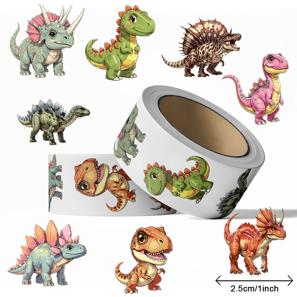 TEMU 500pcs/roll Stickers, Roll Pack, Animal Theme Stickers Dinosaur Stickers, Suitable For , Diaries, Or Use Stickers