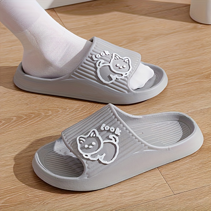Unisex Cute Cartoon Decor Pillow Slides, Lightweight Soft Sole Home Bathroom Slides, Non-slip EVA Summer Beach Shoes