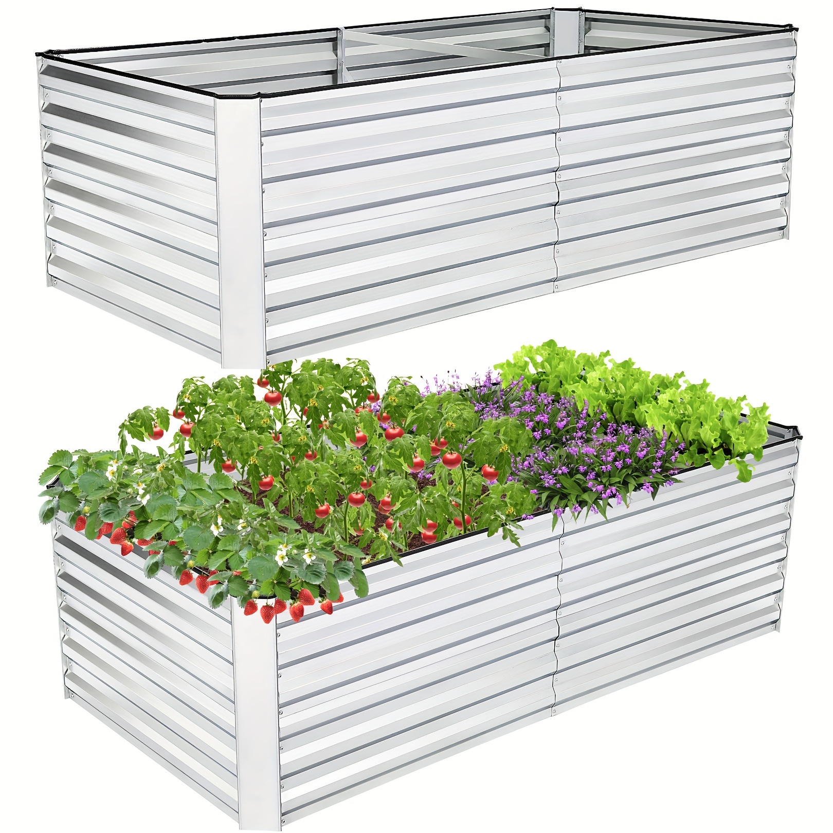 

2-pack Galvanized Raised Garden Beds, Large Metal Raised Garden Beds For Vegetables, Flowers, Green Plants, Herbs, Fruits, Etc., Outdoor Large Metal Planter Boxes