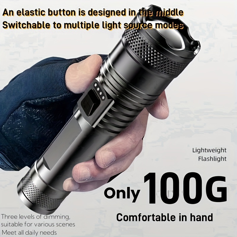 

Flashlight With Retractable , Electric Display Flashlight, Outdoor Long-range, Rechargeable Upgraded Wick Lighting Flashlight