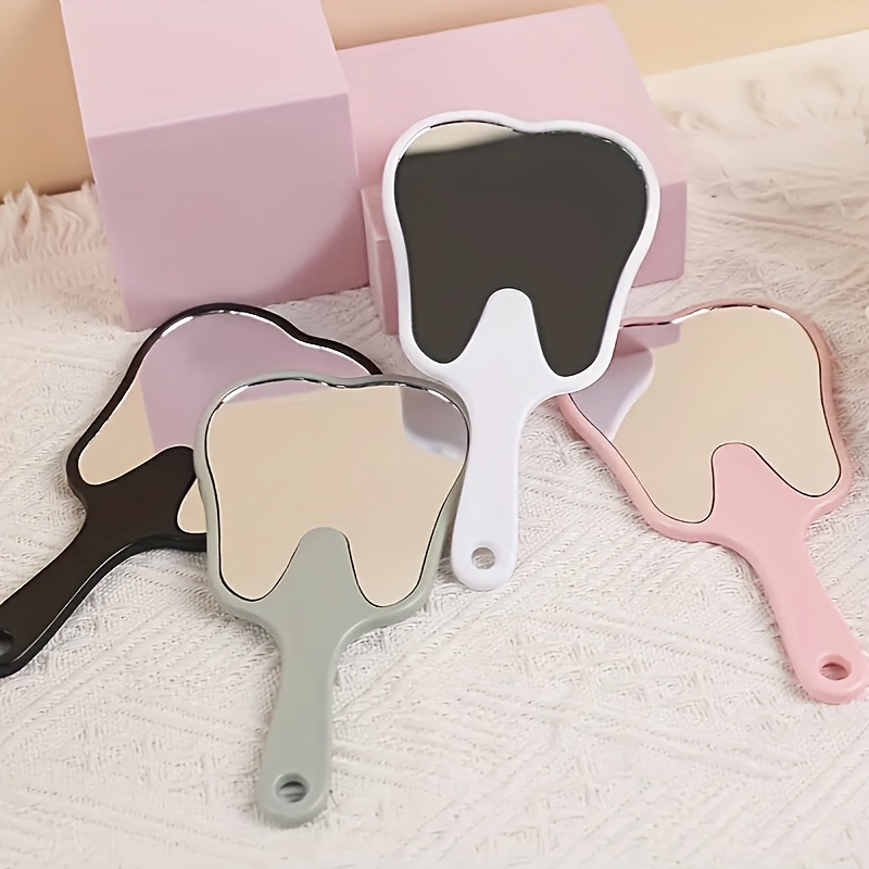 2pcs Creative Tooth-Shaped Hand Mirrors Set