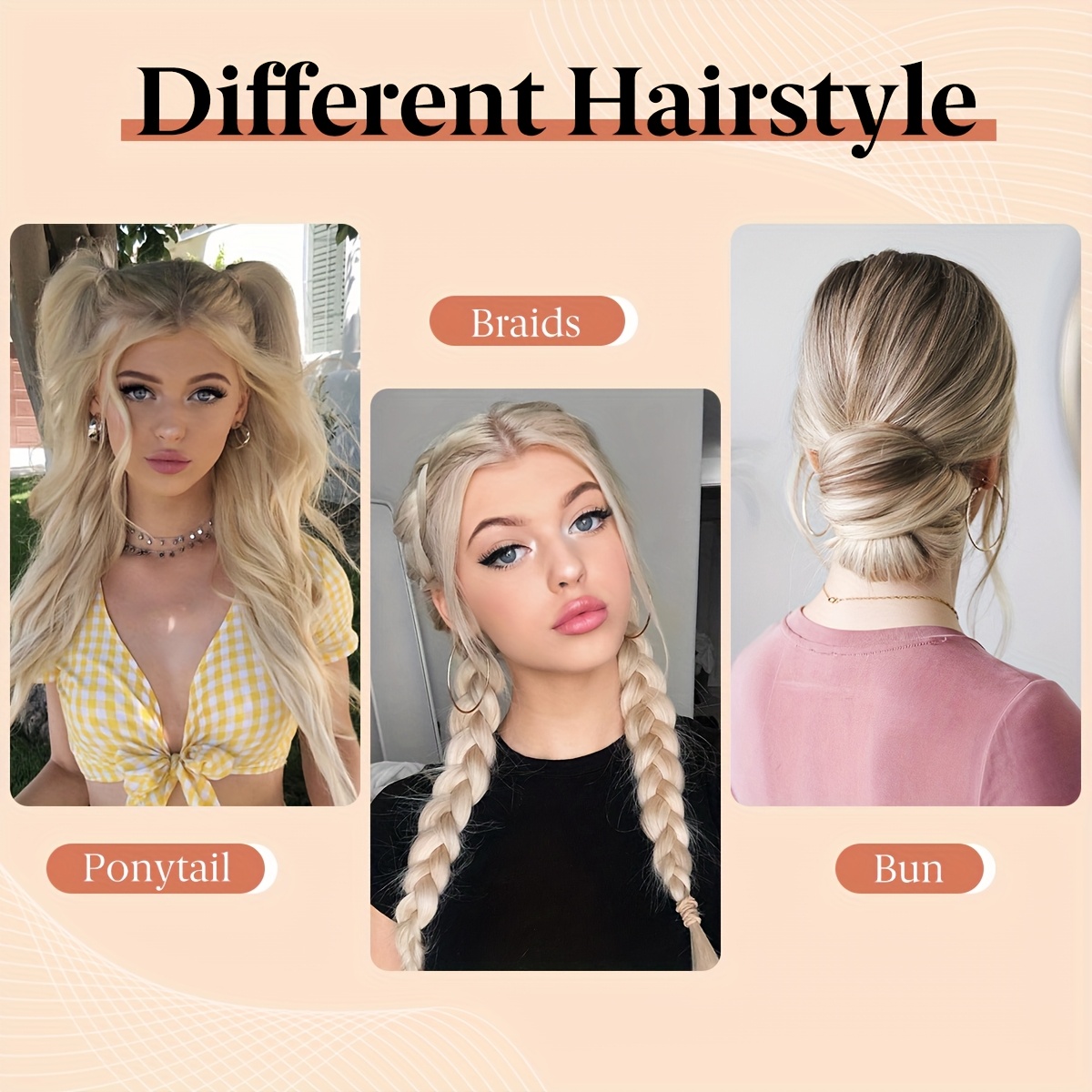   womens self winding synthetic hair ponytail extensions with curly wave volume elegant updo bun with flower bud clip multi color options for   hair no tools needed stylish hair upgrade   application details 5