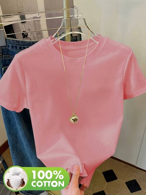 exquisite shirt round neck short sleeve t shirt daily light matching womens clothing minimalist wardrobe casual wear shirt clean aesthetic t shirt wardrobe essential