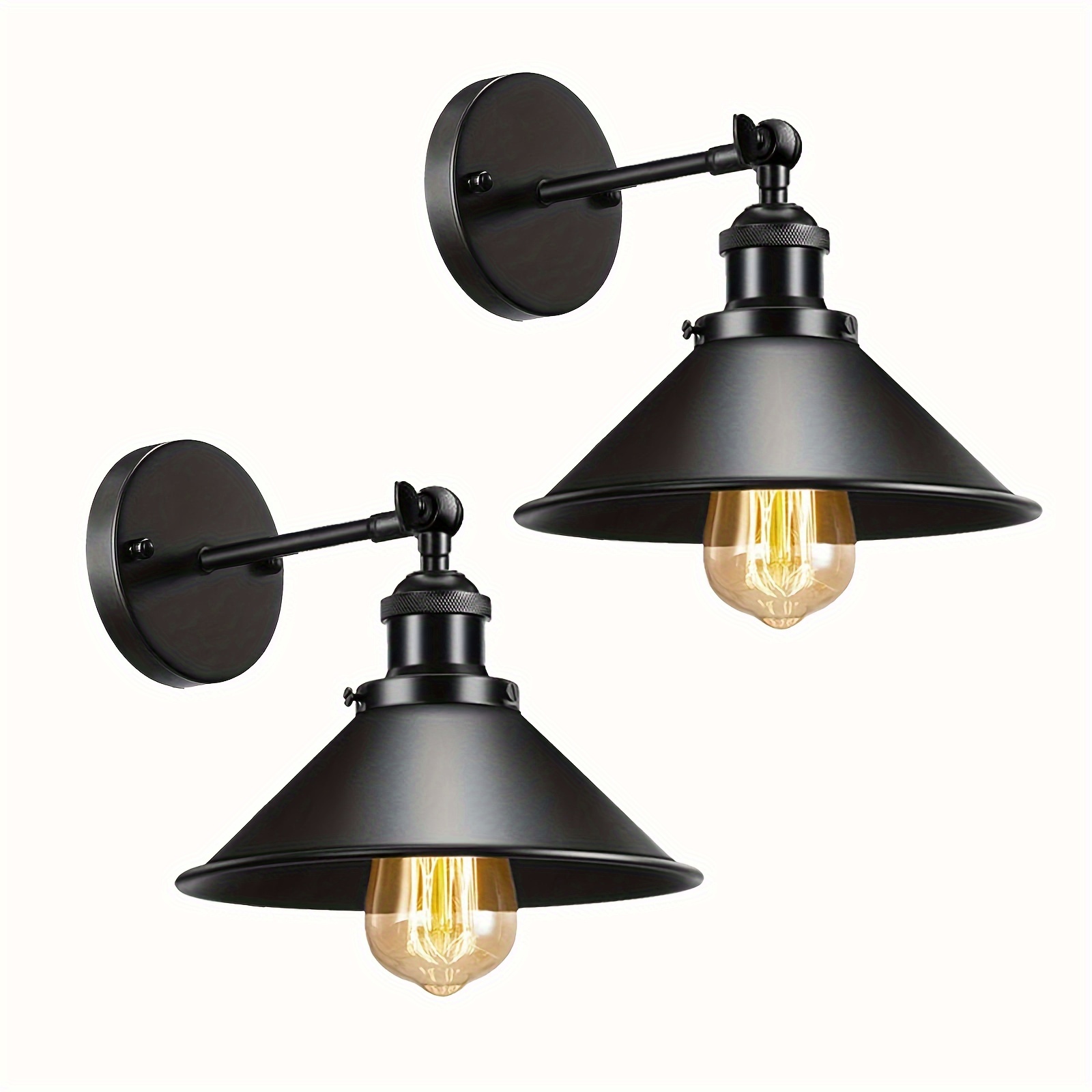 

Set Of 2 Black Wall Sconce 240° Adjustable Wall Lamp Industrial Wall Light For Bedside Kitchen Window Mirror