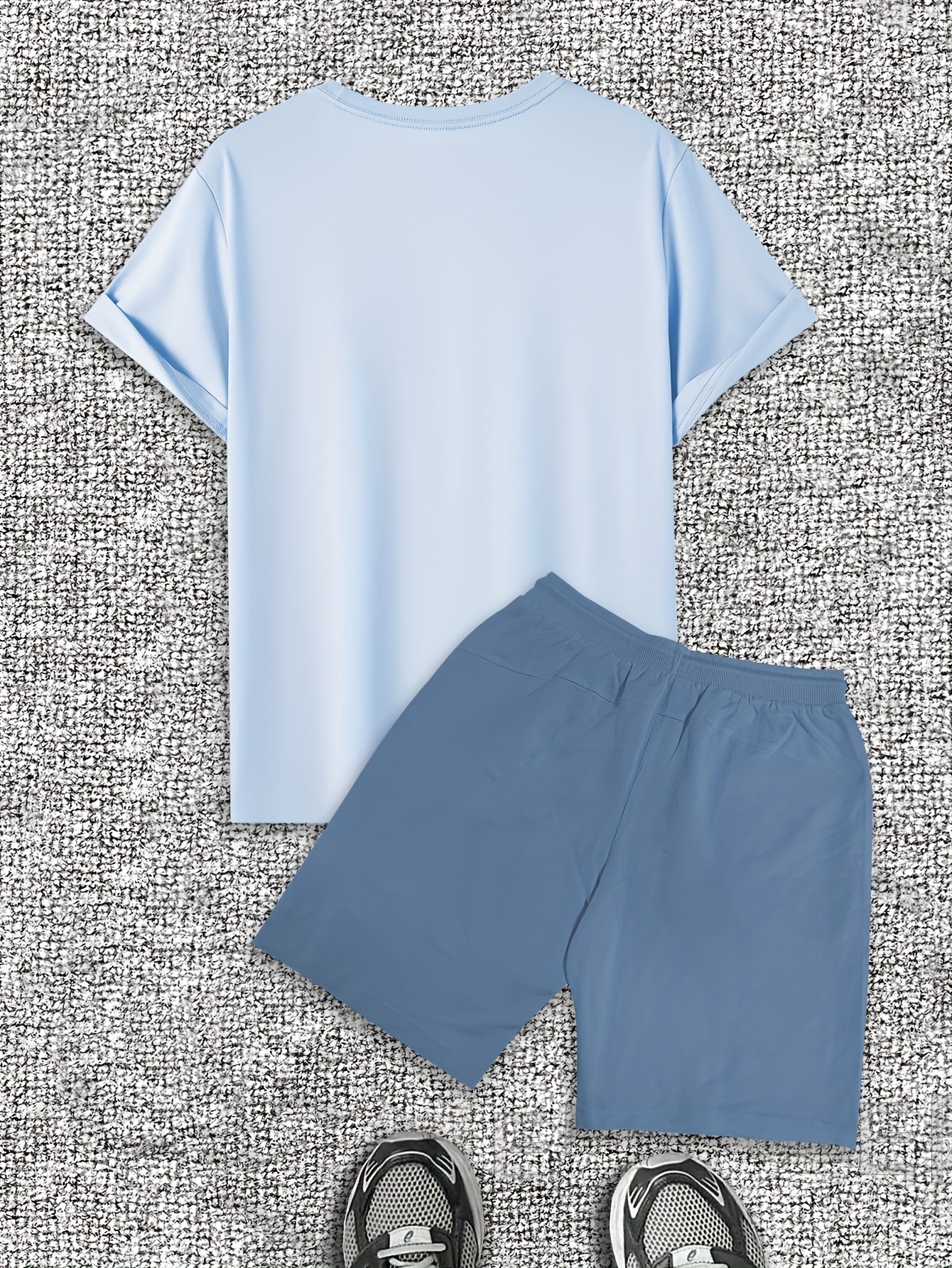 Men's Coffee Signal Pattern Short Sleeve T-Shirt Shorts Casual Set