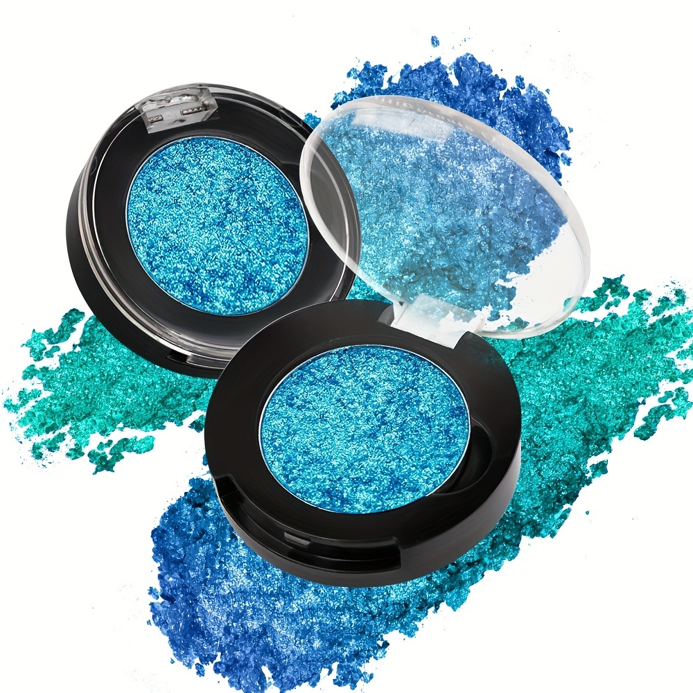 

De' High Impact Glitter Eyeshadow #3e - Satin, Metallic, Radiant Finish, Single Color Blue Palette - Long-wearing, Transfer-proof Monochrome Makeup Effect