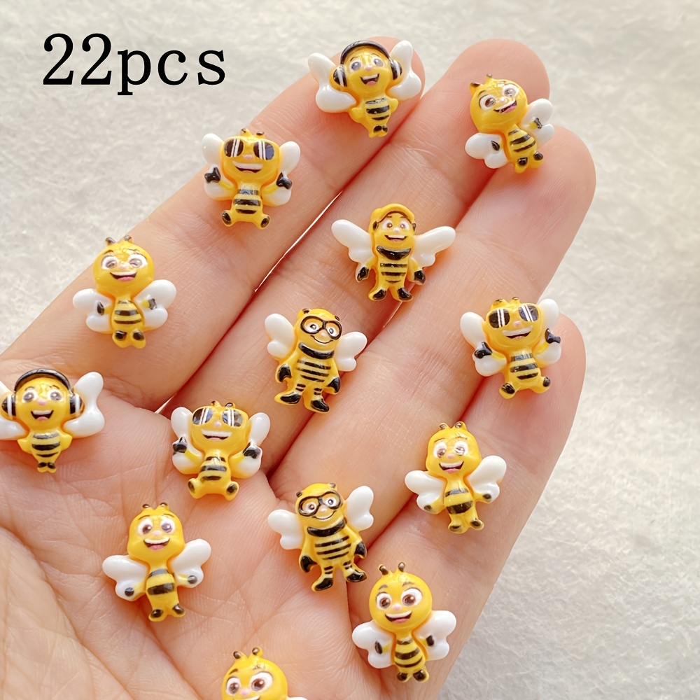 Image of 22 Adorable Resin Mini Mixed Bee For Nail Decorations - Perfect For Nail Art Additions - An For Christmas/valentine's Day For Nail Designs