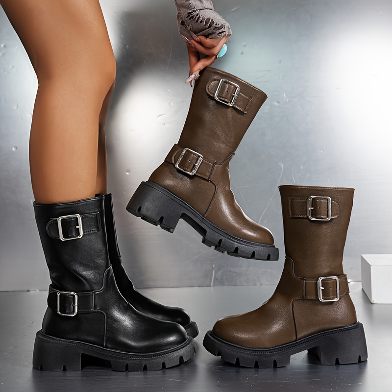 para Mujer Tacón la (*), Cubierta Sintética con Cierre Tipo  Antideslizante de PU Botas