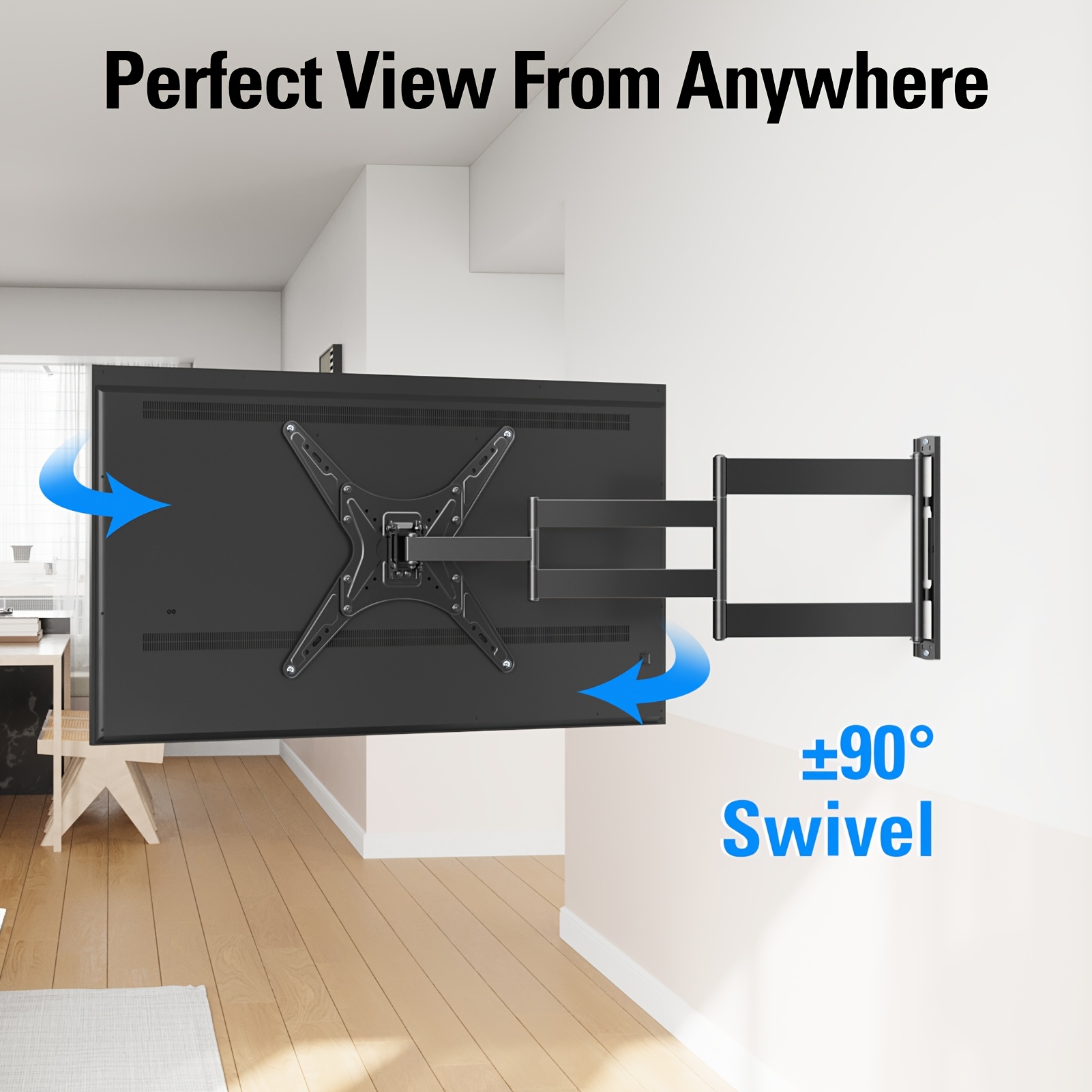 

Long Arm Tv Wall Mount With 37.4 Inch Extension, Corner Tv Mount For Most 26-65 Inch Tvs, Smooth Swivel Tilt, Single Stud Tv Bracket Max 400x400mm, Holds To 77 Lbs