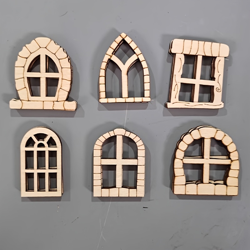 

Room Decor 25pcs Wooden Miniature Windows, Assorted Cutout Designs For Tree Decor, Garden Art Decoration