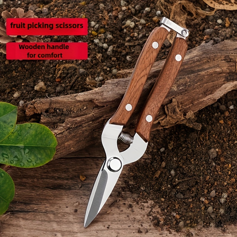 Classic Garden Pruning Shears With Automatic Spring Action, Featuring Stainless Steel , Ideal For Tasks In And Gardens, Including Fruit Picking, Grafting, And Trimming
