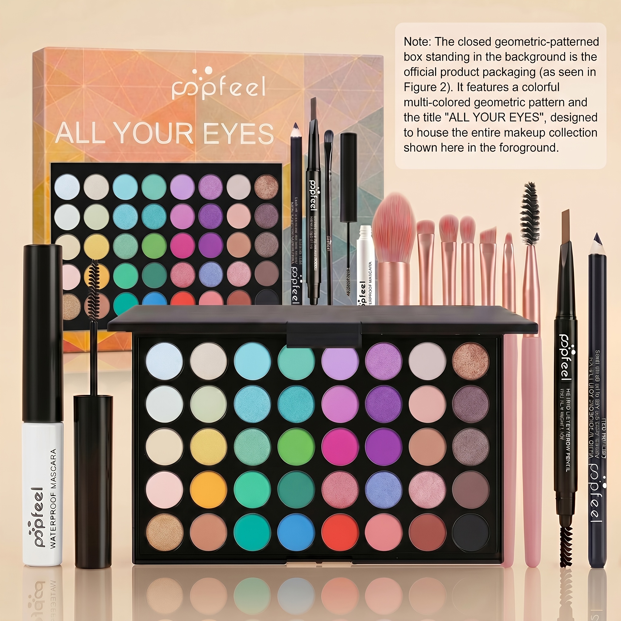 TEMU Collection Beauté Complète avec Fond de Teint Fruits de et , Blush, Palette d' à Paupières et Mascara. Idéal pour offrir ou pour un usage ,