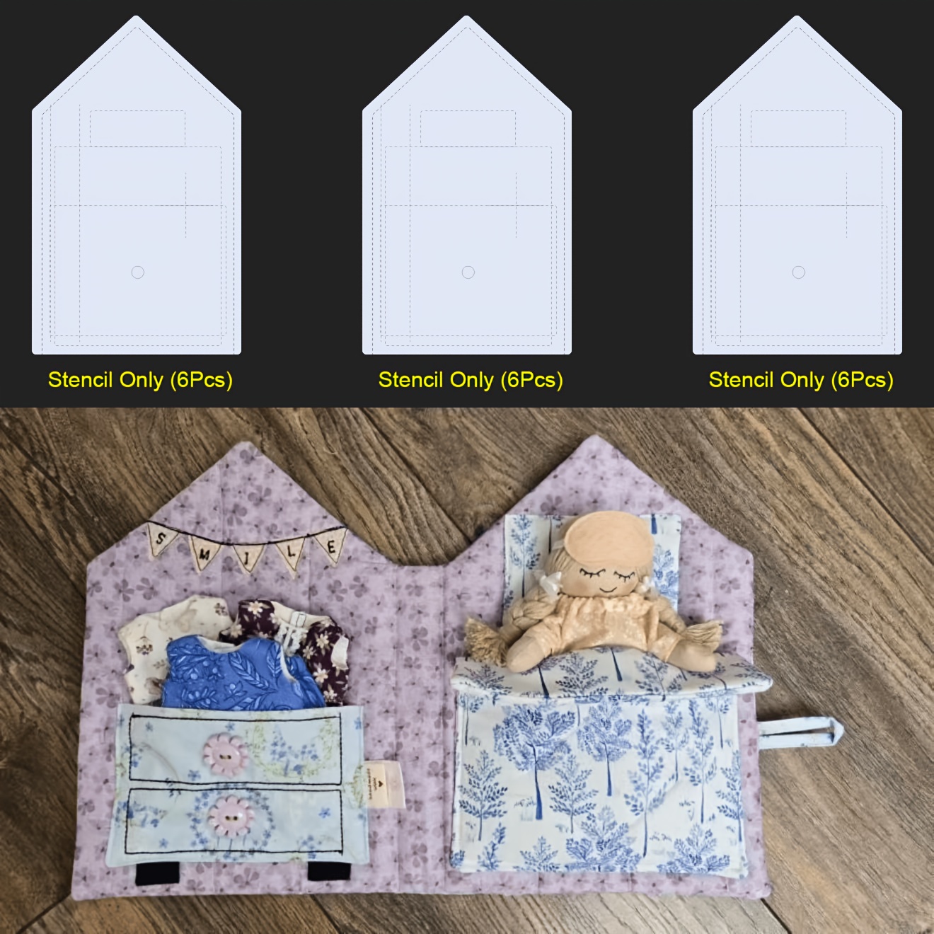 TEMU 1 Set Of 6pcs, House Doll Handmade Stencils, Art Decoration Templates, Reusable Painting Stencils, Suitable For Crafts, Painting, Canvas, Diy,