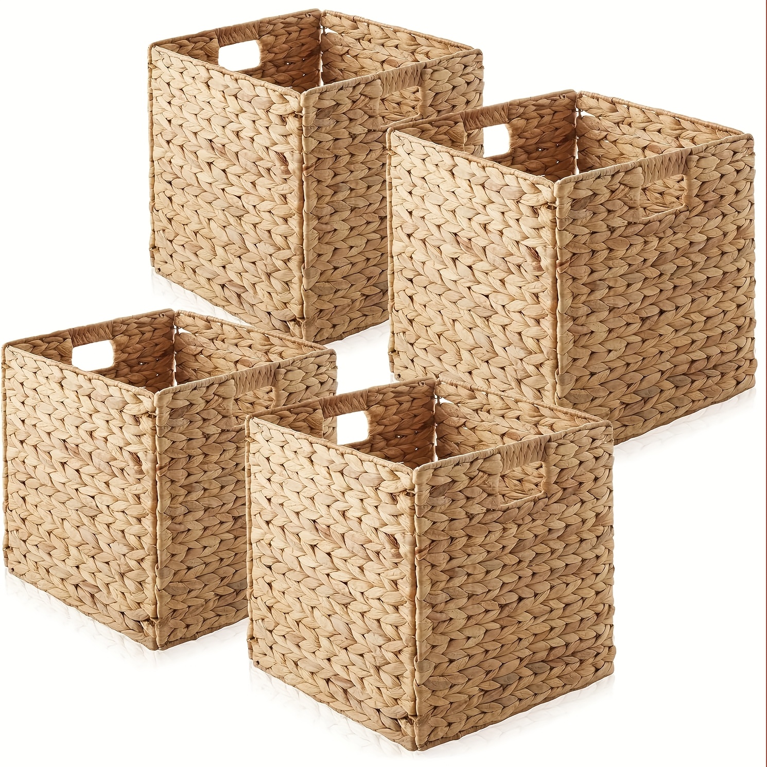 TEMU 11in Storage Baskets Water Hyacinth For Shelves, Storage Cubes, Laundry Basket, Cube Baskets Laundry, Closet Organizers And Storage, Halloween Decor Storage, Stackable