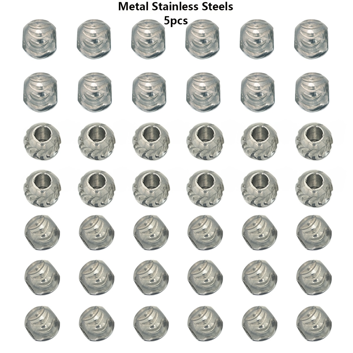 5pcs Stainless Steel Crescent Pattern Large Hole Spacer Beads