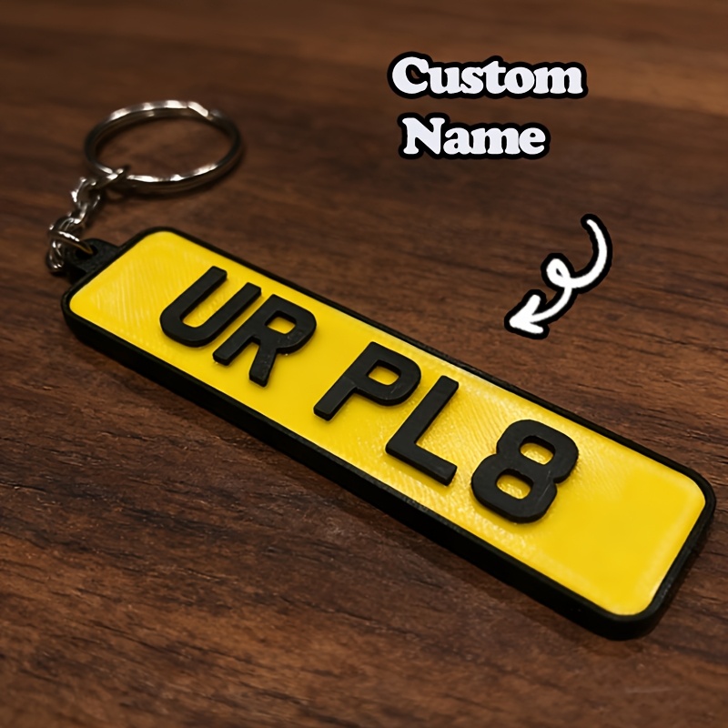 TEMU Portachiavi per auto 2D piatto, [Personalizzato] con personalizzato, portachiavi con targa in acrilico, regalo di compleanno per fidanzati, con