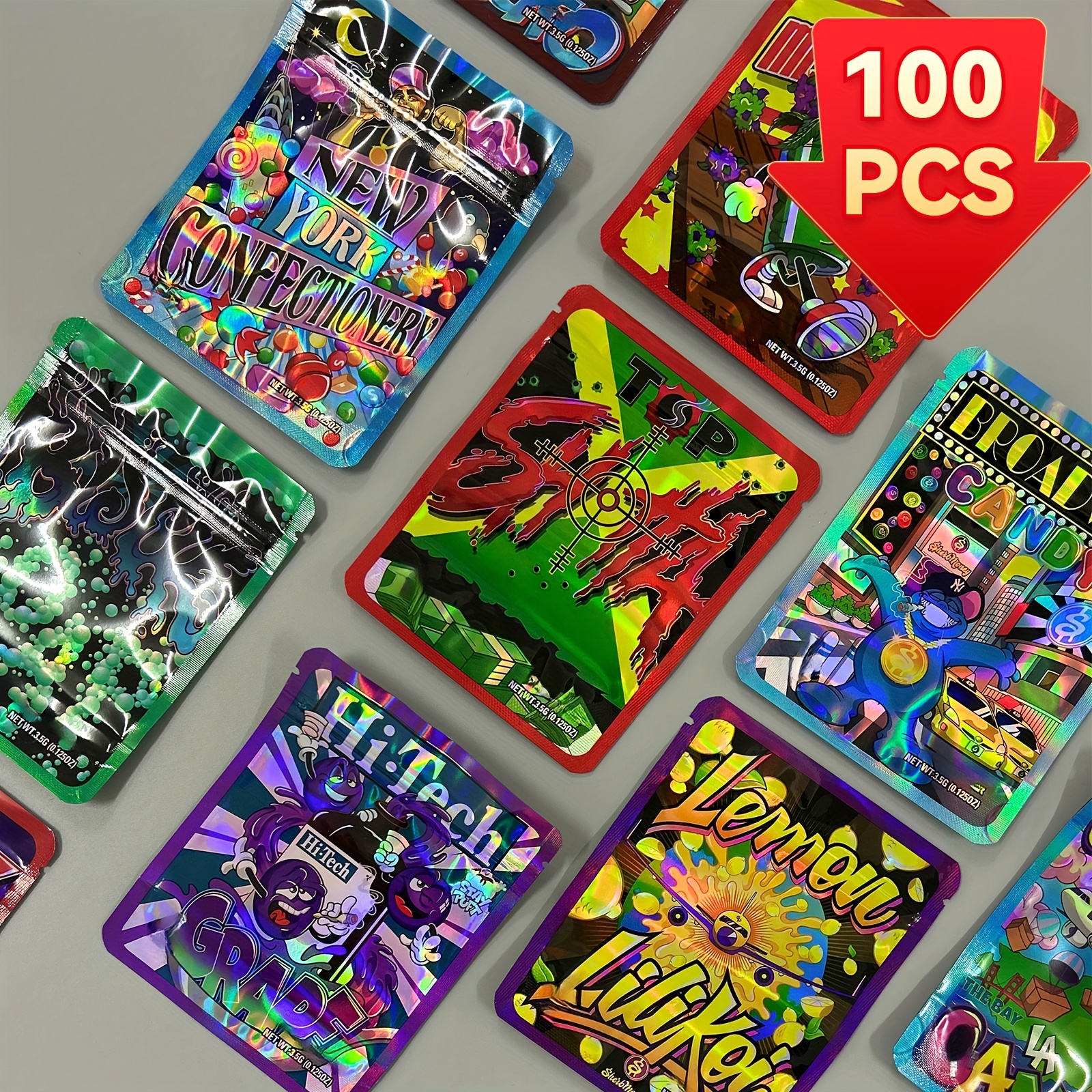 100pcs Holographic Bags - Vibrant Iridescent Colors, High Quality & Resealable Mylar Bags For Party Favors, Jewelry, And Gift Packaging, Christmas , Gift Bags, Best For Christmas