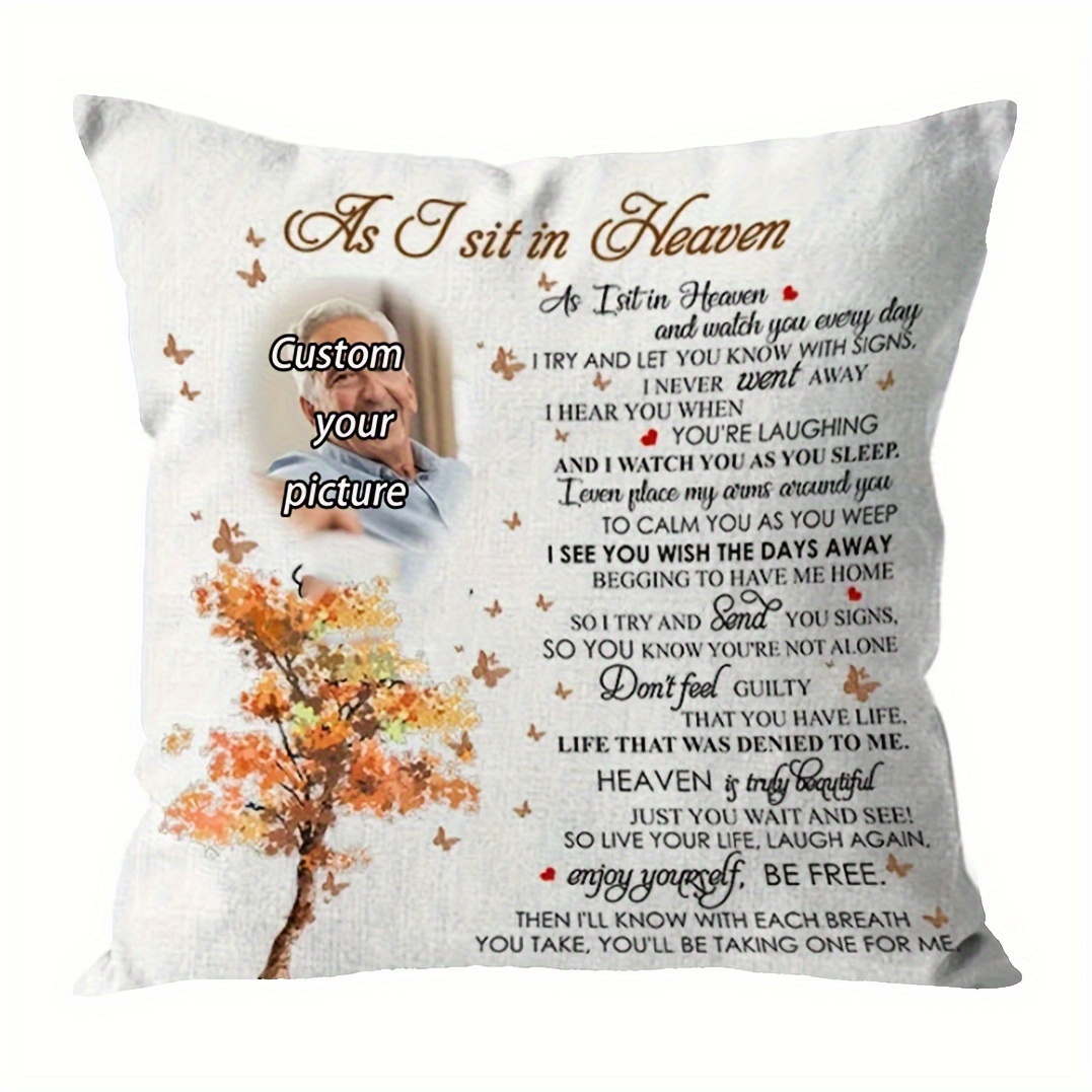 

Custom 18x18 Inch Plush Throw Pillow Cover - Personalized Memorial Gift, Single-sided Print, Zip Closure, Hand Wash Only - Here