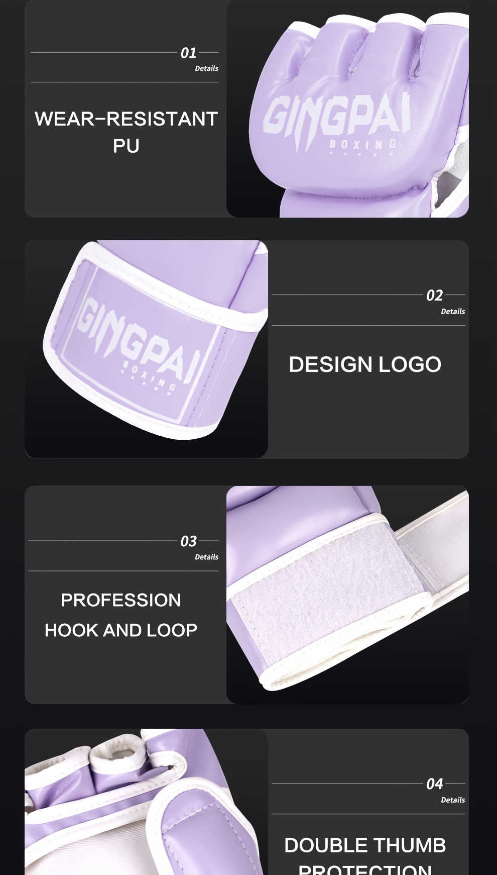 Boxing Gloves Scattered Finger Gloves Adult Men's And Women's Half Finger Training Professional Boxing Gloves_voghion.com