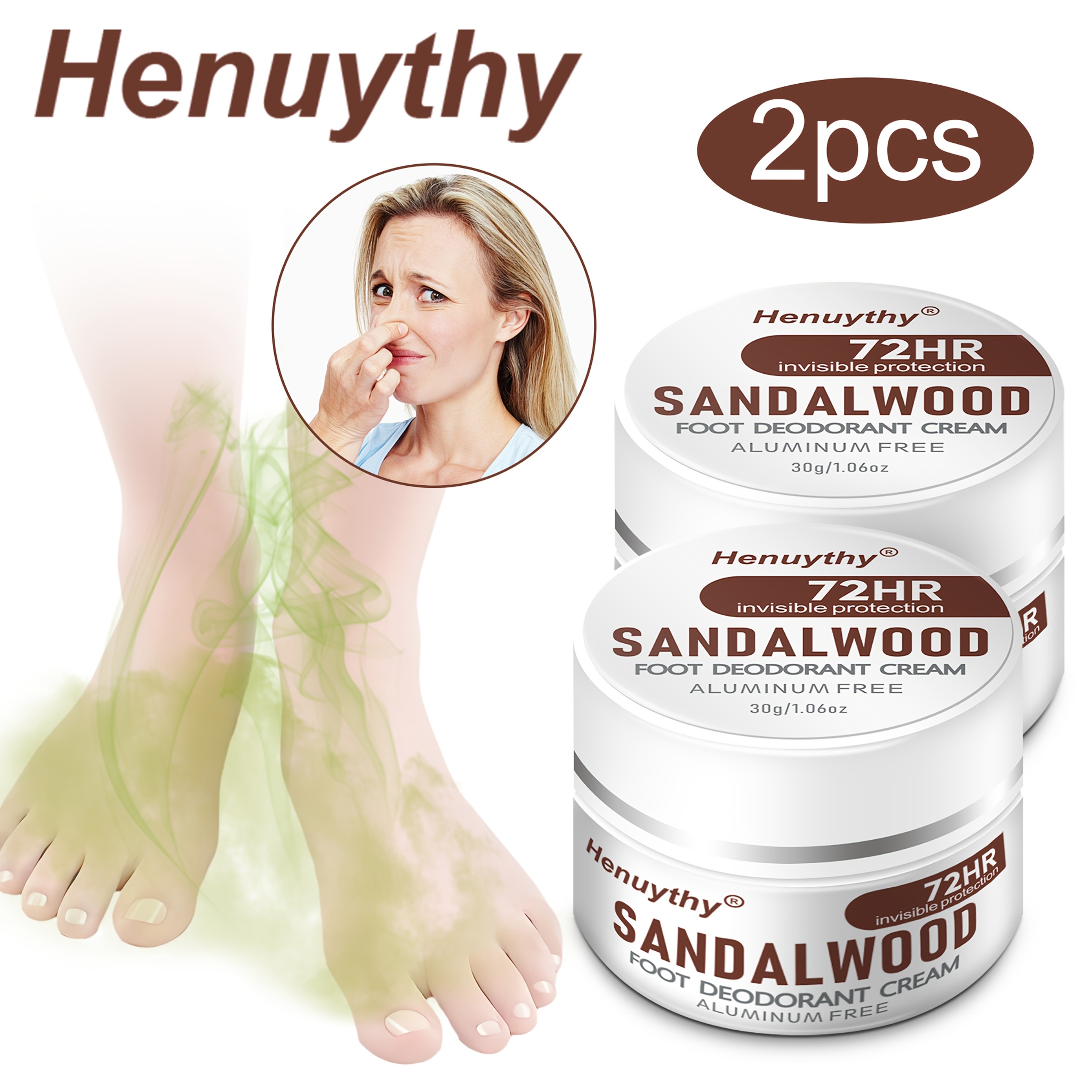 2pcs Foot Sweat And Cream For Men And Women - Daily Use For Foot Odor Eliminator - Long Lasting Sandalwood Fragrance