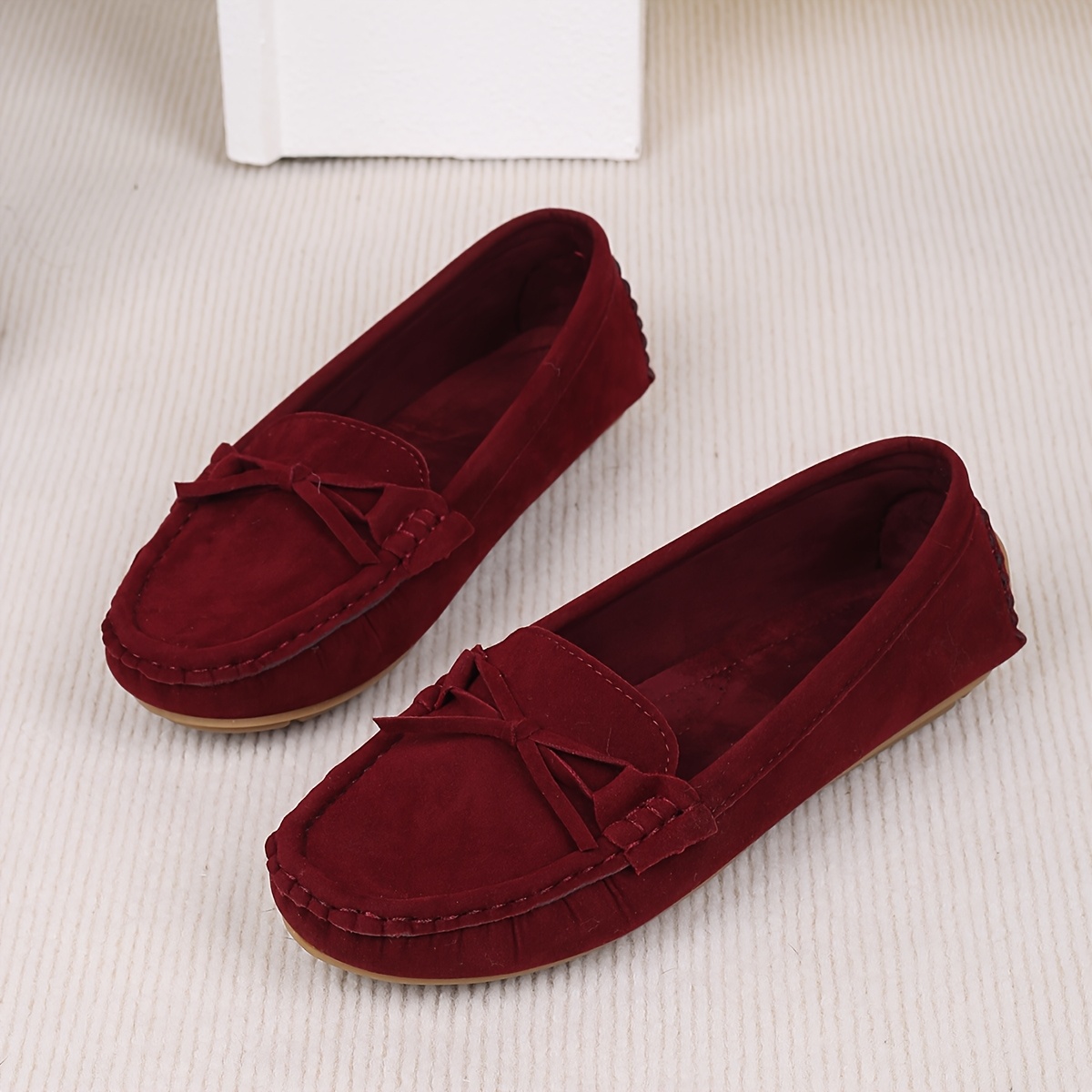 vintage women's slip loafers bowknot soft sole comfortable Temu