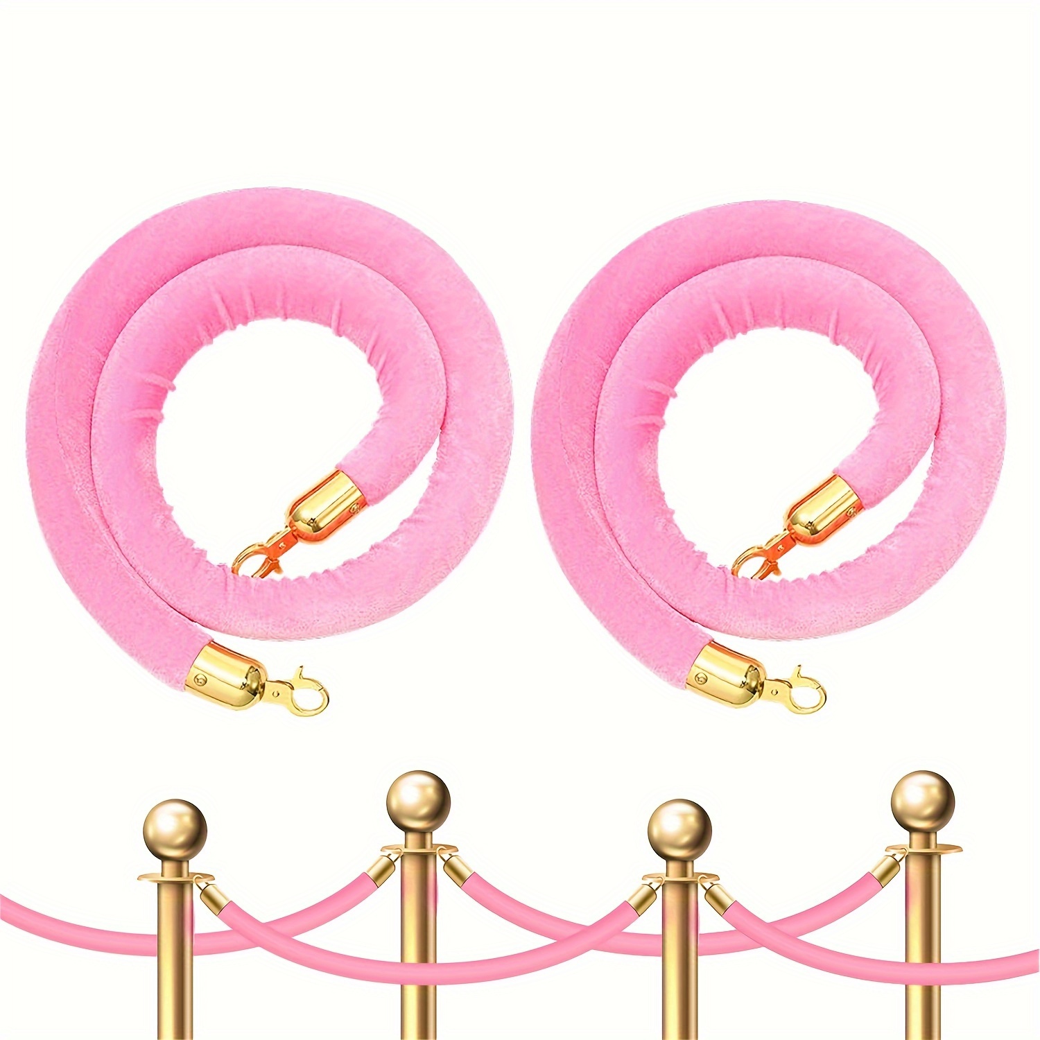 2 Pack Red Velvet Stanchion Rope with Gold Hooks, Crowd Control Rope Safety  Barrier for Party Decoration, 5 Feet : : Industrial & Scientific
