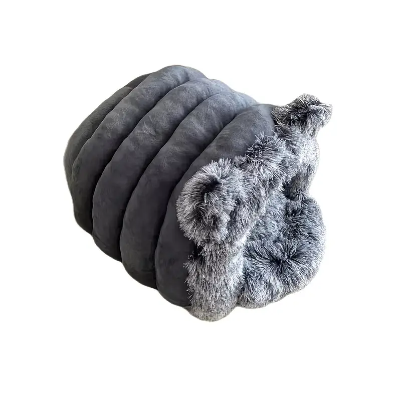 1pc winter warm fleece cat cave polyester fiber plush pet bed cozy for small to medium cats and dogs windproof 360 thermal non assembled cat house Product details 7