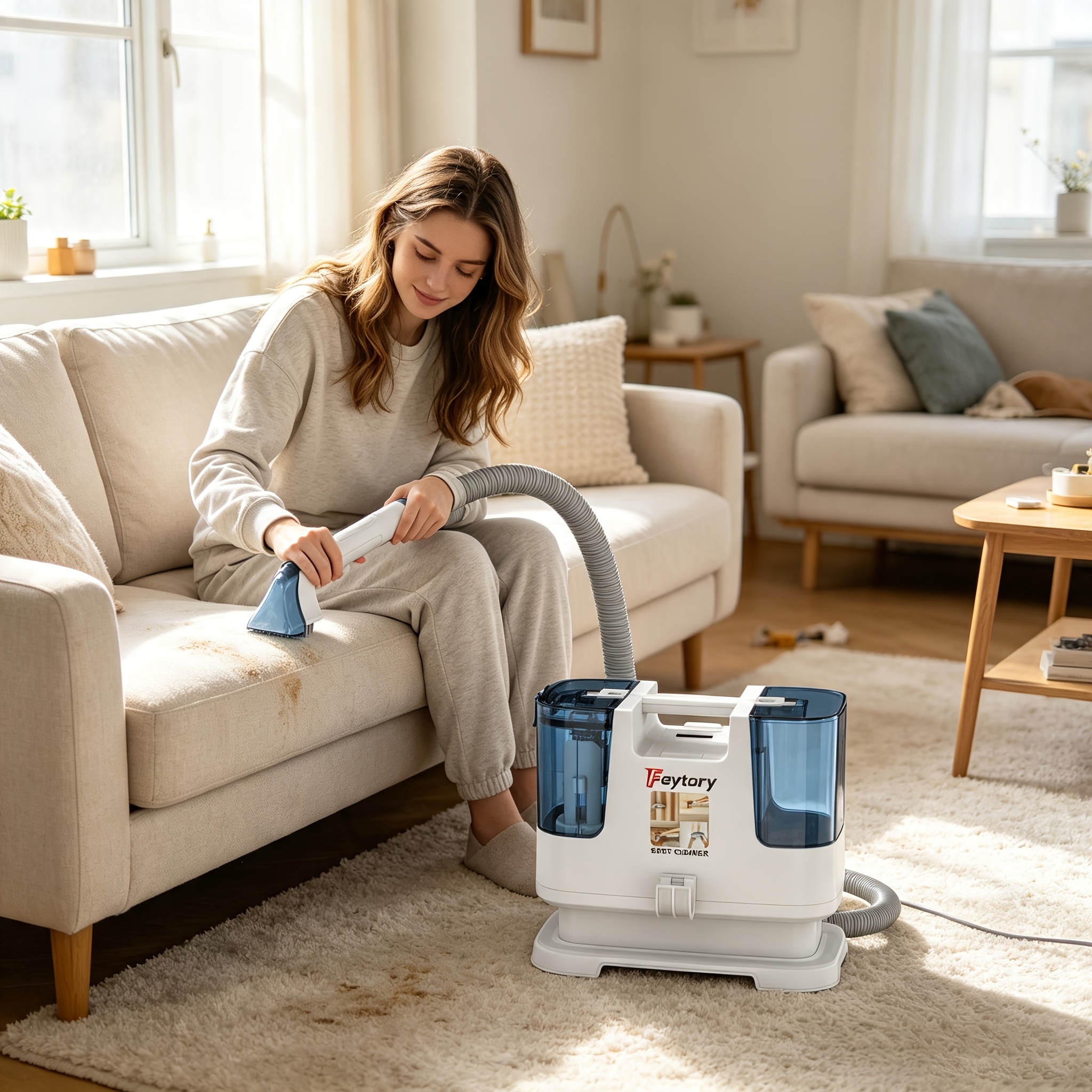 TEMU Nettoyeur de taches multifonction 2300W pour tapis et tissus d'ameublement, nettoyeur portable avec une aspiration puissante de 22kPa et une à