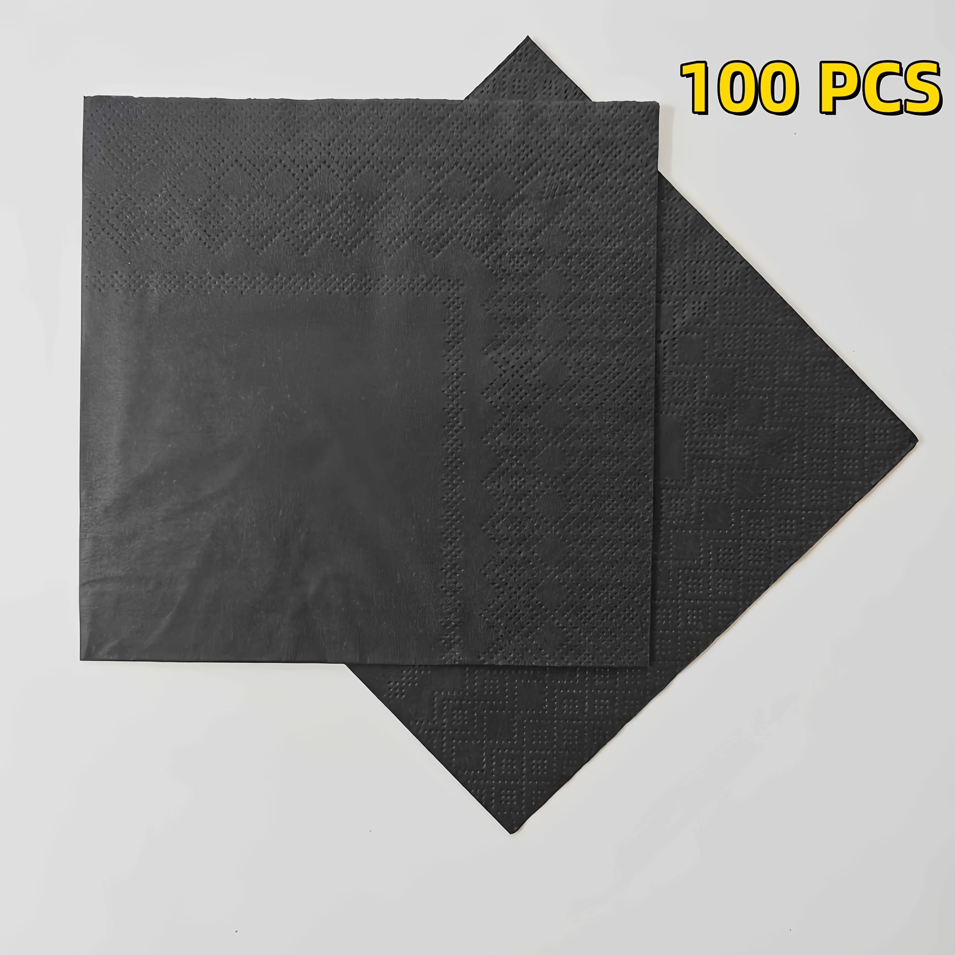 E-shop 50/100 Stück 2-lagige Schwarze Servietten - Einweg-Getränkeservietten, 5" x 5", Entfaltete Größe 10" x 10", für Bar, Hochzeiten, Geburtstage,