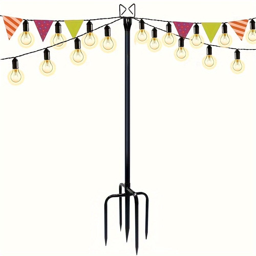 TEMU Adjustable 10ft String Light Pole For Outdoor Use - Garden, Patio, Christmas, Weddings & Parties