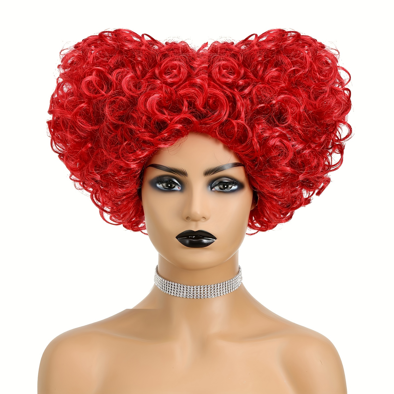 Image of 1pc Anime Cosplay Wig Exaggerated Hairstyle, Heat Resistant Synthetic Hair With Cap - 6-inch Short Curly Red