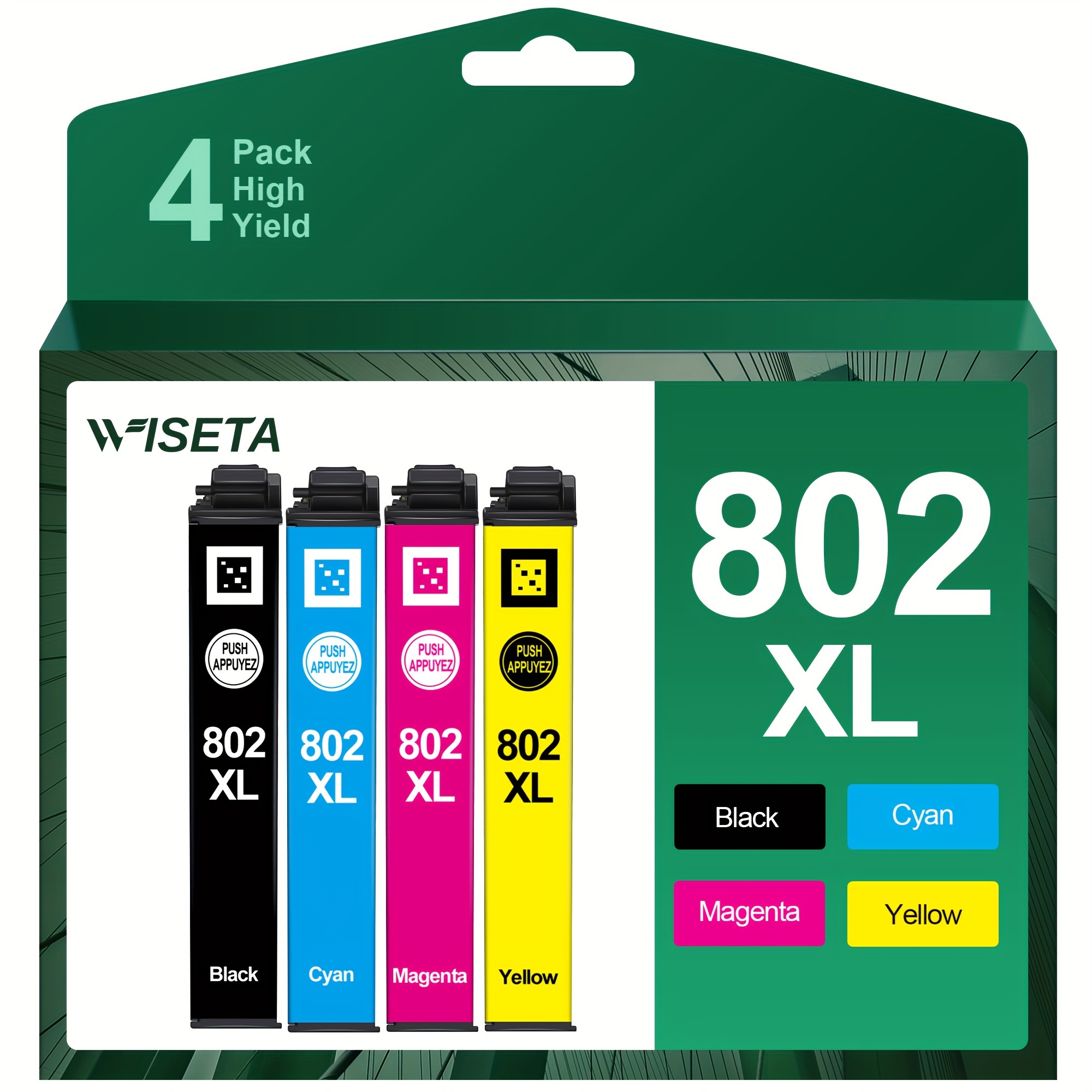 

802xl Ink Cartridges 802 Ink Cartridges Works With Pro Wf-4740 Wf-4730 Wf-4720 Wf-4734 Ec-4020 Ec-4030, 4 Pack