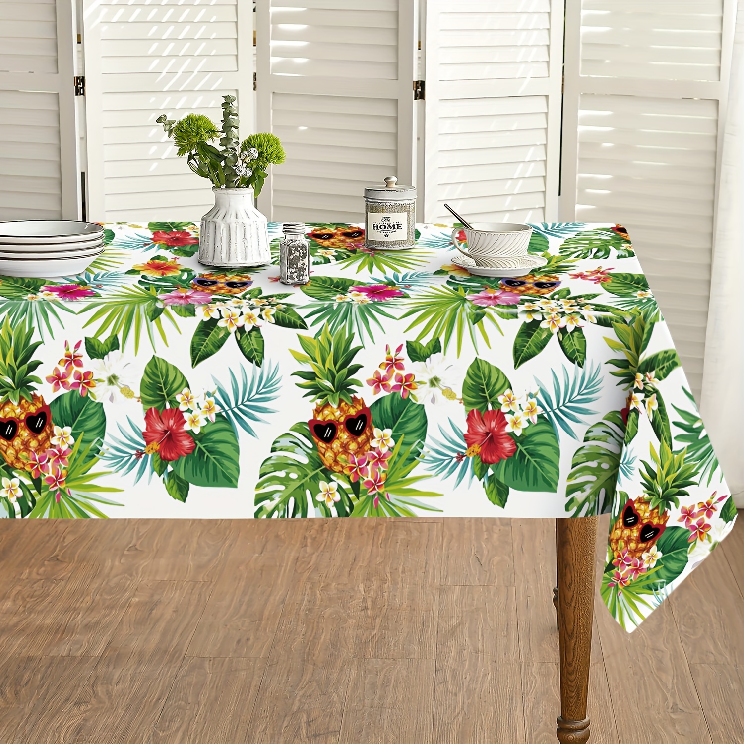 Polyester Tablecloth Hawaiian Pineapple Tropical Table Cover - Temu