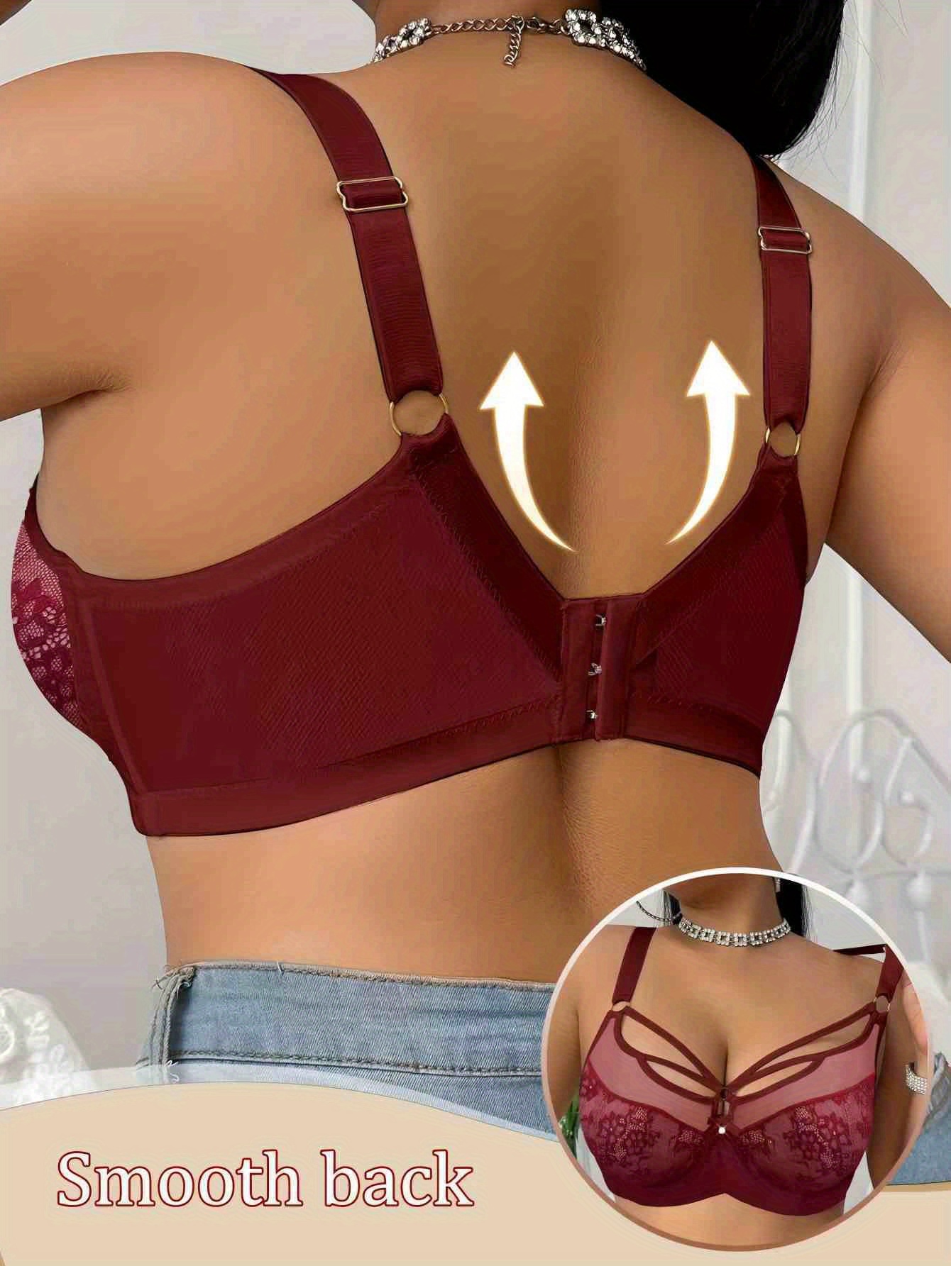   de encaje para mujer de talla   - elegante encaje floral  , sin relleno, aro interior de elasticidad media, dise&ntilde;o   y elegante para vestimenta casual, lencer&iacute;a c&oacute;moda | encaje floral |   de elasticidad media 4