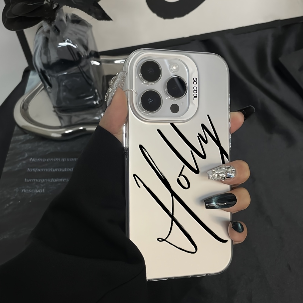 TEMU Phone Case: Phone Case Personalized Name For Iphone 17 16 15 14 13 12 11 Pro Max Luxury Hard Plastic Diy Gift Shockproof Uv Printing Candy Color