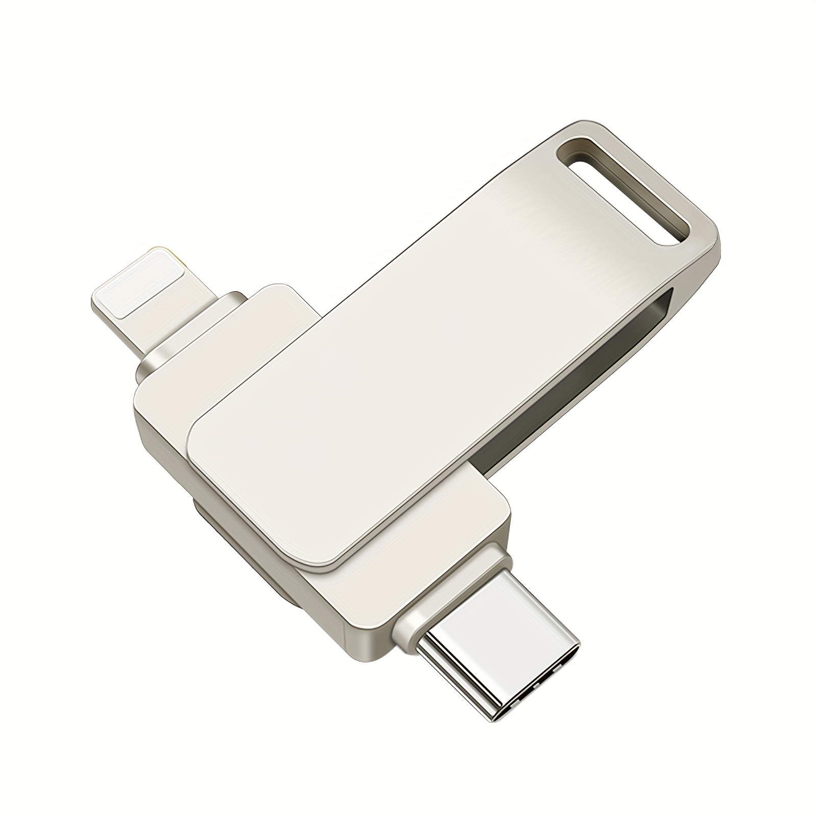 TEMU Flash Pen Drive For Iphone, 128gb/256gb Durable Metal 2-in-1 Photo Stick, High Speed Usb 3.0 Memory Storage For Ipad, , Pc And Laptops