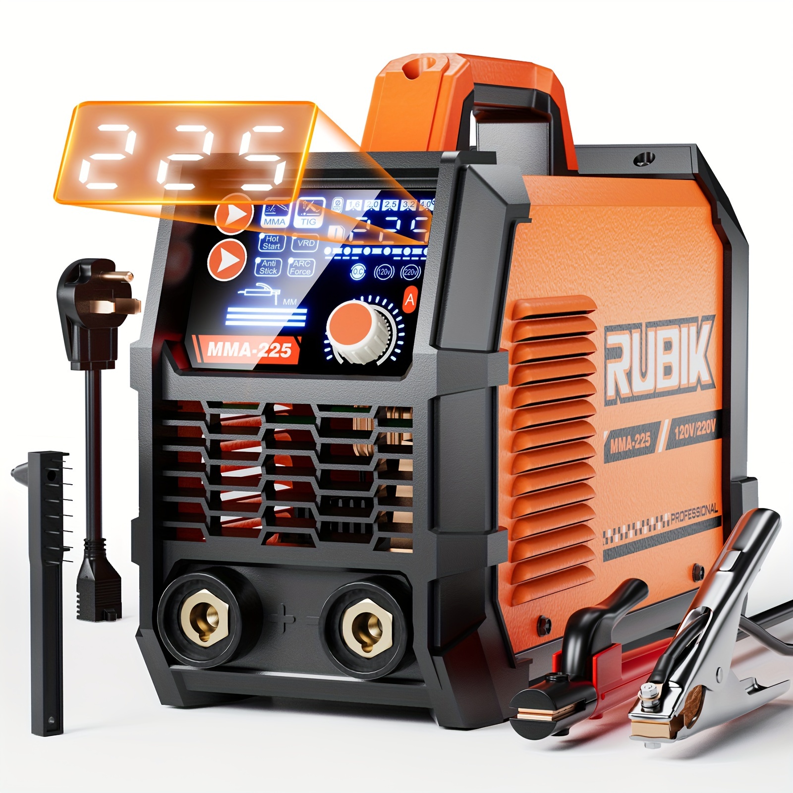 

Stick Welder, Arc Mma 225amp Electric Welding Machine, Igbt Digital Dispaly Lcd 110v/220v Hot Start 2 In 1 Portable Welder Machine, With Cable, Electrode Holder, Brush