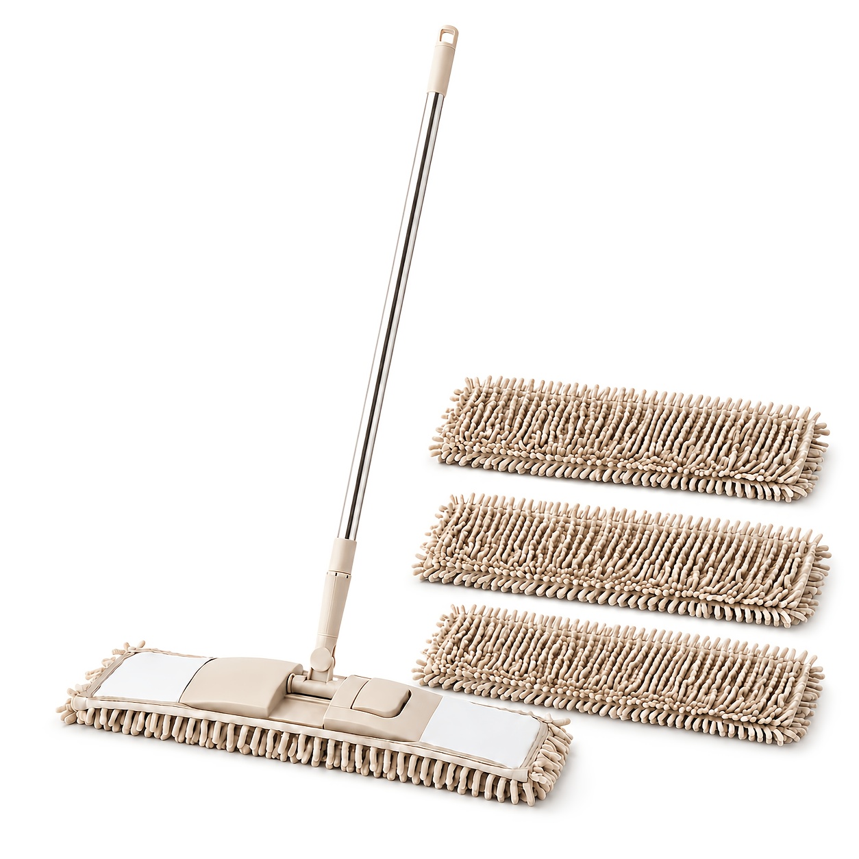 TEMU 1pc Mop And 3pcs Chenille Replacement Pads, 360Â° Rotatable Wet -purpose Mop, For Cleaning Wooden Boards, Tile Floors, And Windows,
