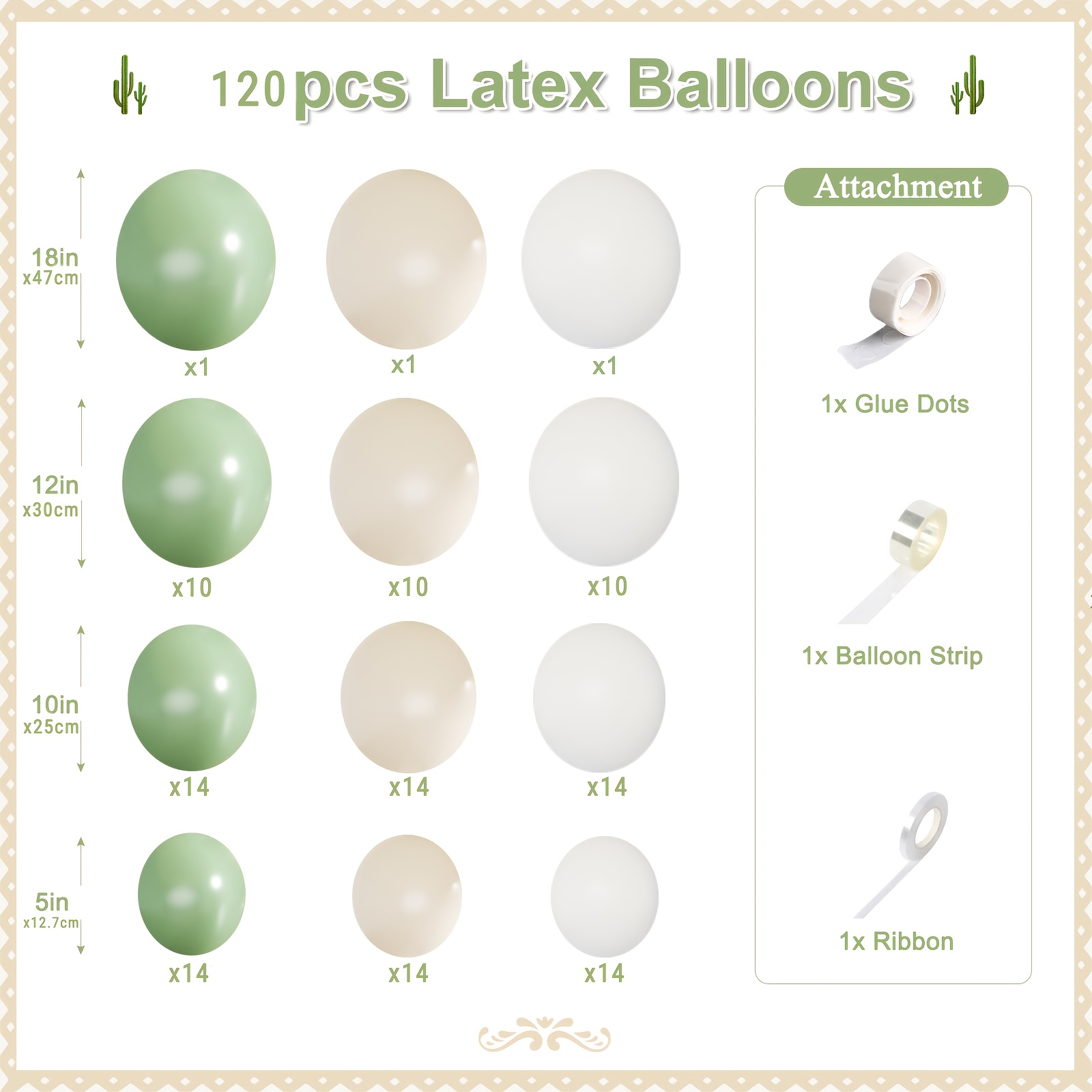 Sage Green White Balloon Garland Arch Kit,120pcs White Balloons Different Sizes For Birthday Shower Gender Reveal Bridal Weddings Party Decoration, For Halloween, Christmas